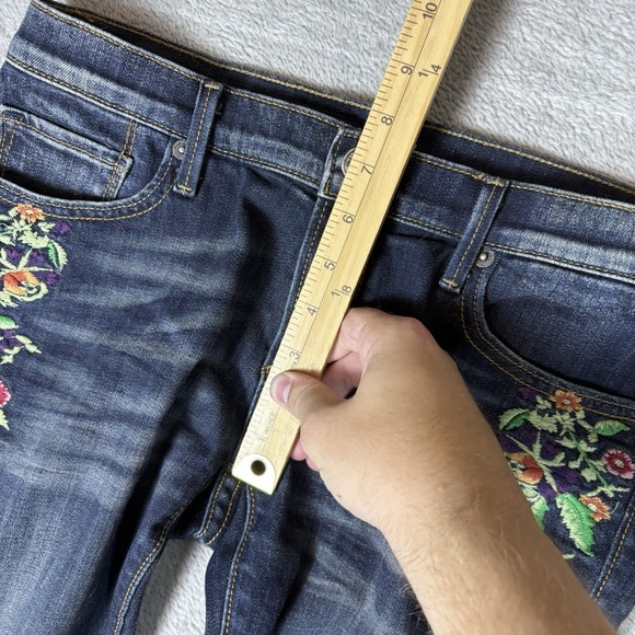 Driftwood Jackie Womens 27 Floral Embroidery Skinny Blue Jeans Stretch - Picture 6 of 8